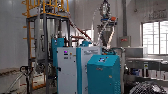 ISO Standar Dehumidifying Hopper Dryer Kapasitas 40-16000L 4-40 Kw Daya Panas